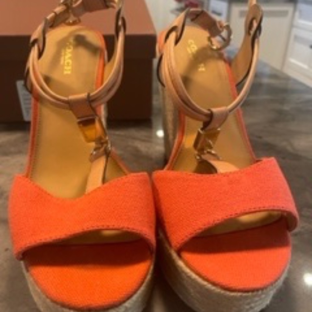 COACH LEAH Espidrille Wedge Heels Sandals (A6051)  Size 7